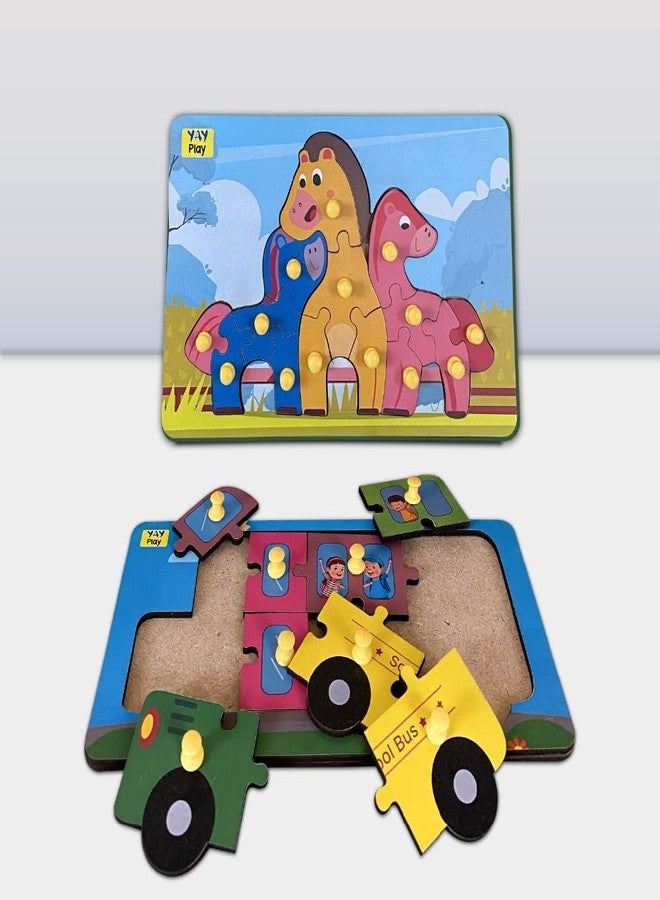 YaYplay Yay Play Wooden Colorful Learning Educational Puzzle Board for Kids with Knobs, Educational Learning Wooden Board Tray - Image 4